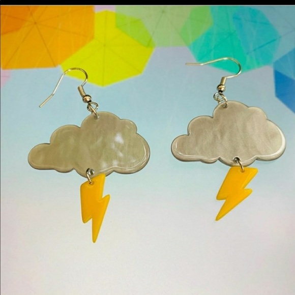 Fashion Dark Cloud Gray Acrylic Earrings ☁️ - Picture 2 of 3
